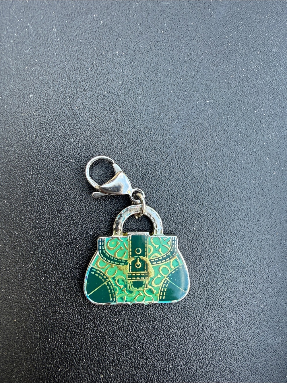 Coach Green Enamel Handbag Charm Keyring